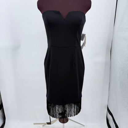 women Aidan Mattox NWT Fringe Cocktail Black Dress 4