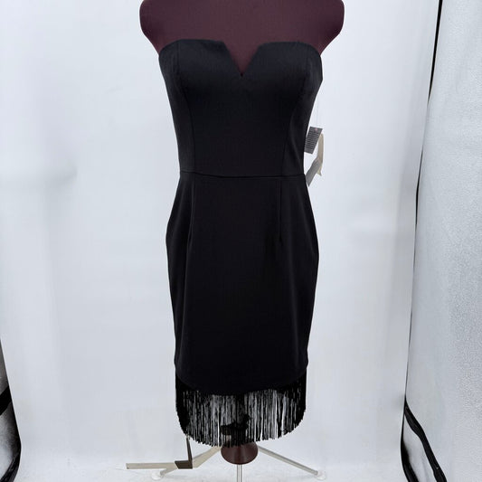 women Aidan Mattox NWT Fringe Cocktail Black Dress 4
