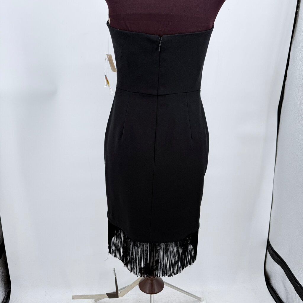 women Aidan Mattox NWT Fringe Cocktail Black Dress 4
