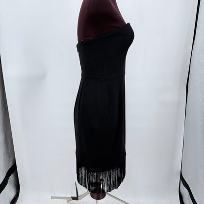 women Aidan Mattox NWT Fringe Cocktail Black Dress 4