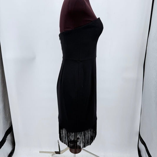 women Aidan Mattox NWT Fringe Cocktail Black Dress 4