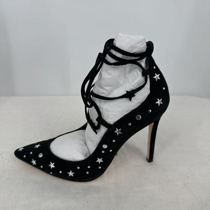 women Isa Tapia NIB Walska Suede Star-Studded Pumps Black Shoes 38/7.5