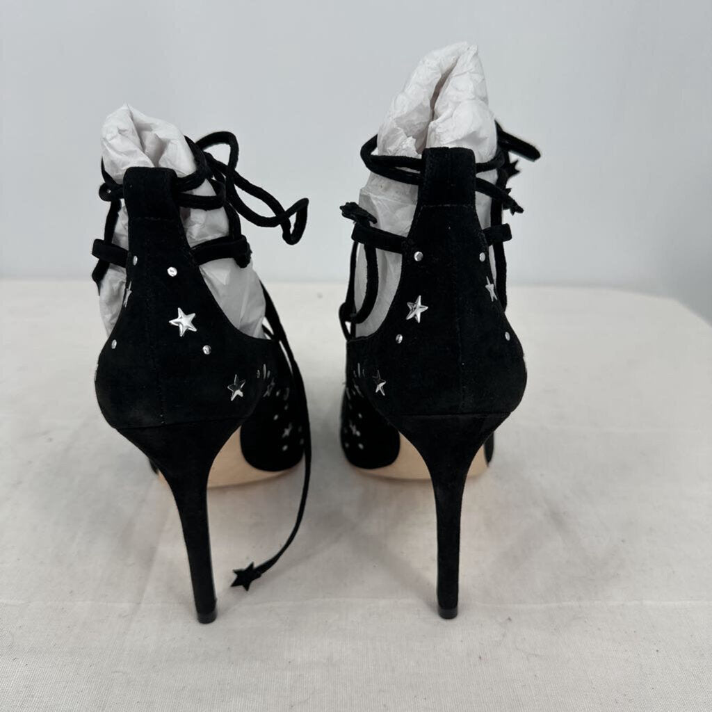 women Isa Tapia NIB Walska Suede Star-Studded Pumps Black Shoes 38/7.5