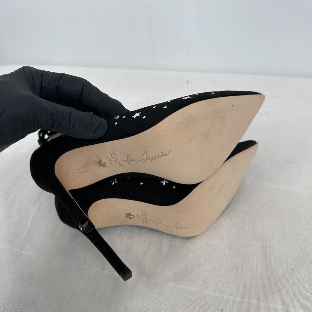 women Isa Tapia NIB Walska Suede Star-Studded Pumps Black Shoes 38/7.5