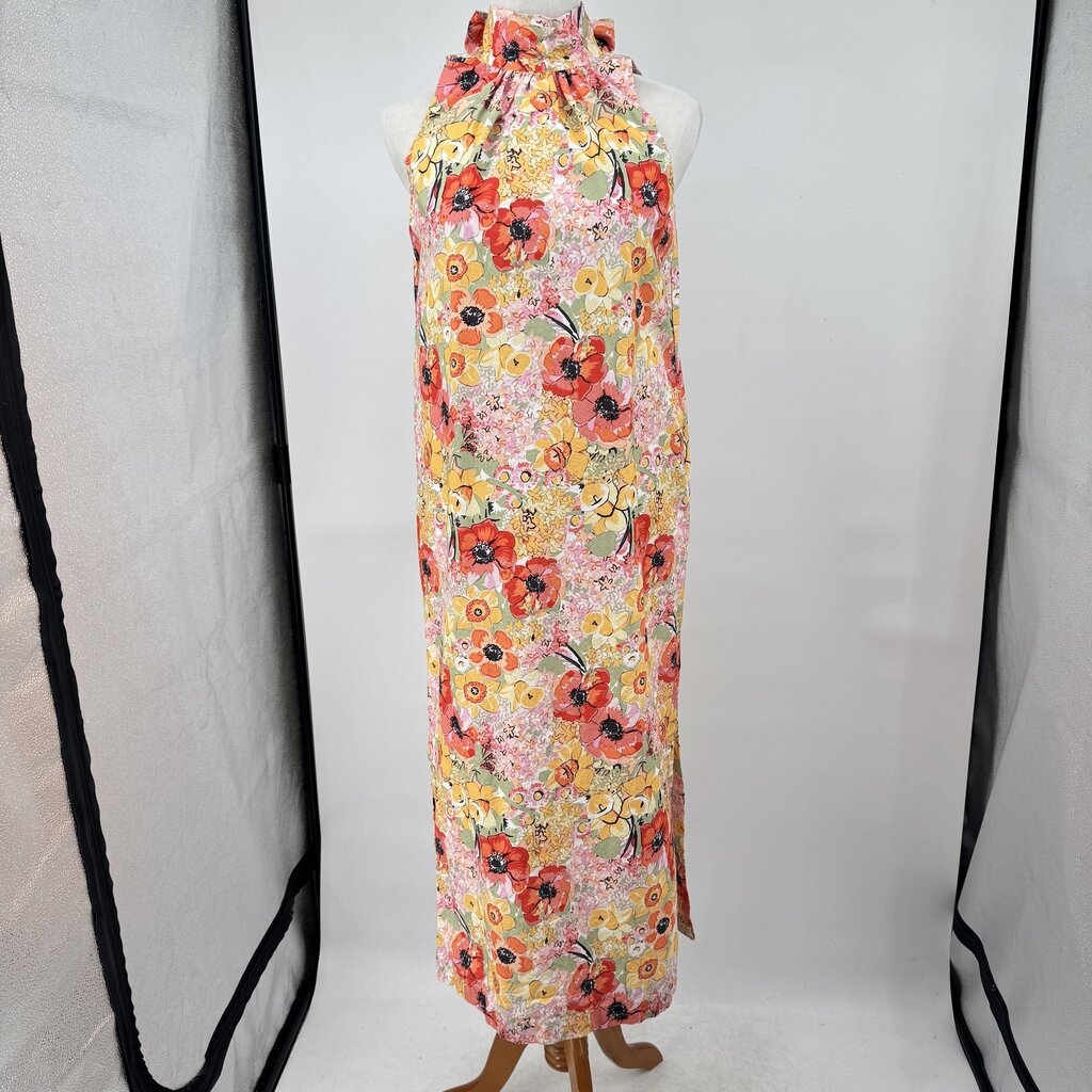 women Frances Valentine NWT Floral Slim Maxi Orange Multi Dress S