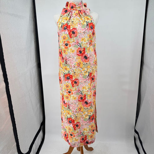 women Frances Valentine NWT Floral Slim Maxi Orange Multi Dress S