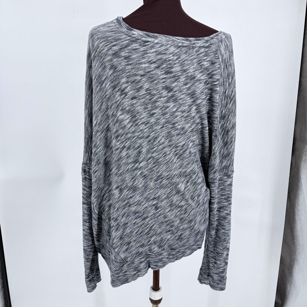 women Anthropologie Drop Shoulder Cotton Marled Gray Sweater XL