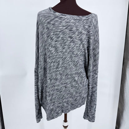 women Anthropologie Drop Shoulder Cotton Marled Gray Sweater XL