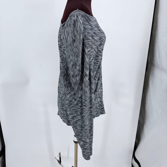 women Anthropologie Drop Shoulder Cotton Marled Gray Sweater XL