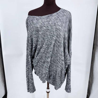 women Anthropologie Drop Shoulder Cotton Marled Gray Sweater XL