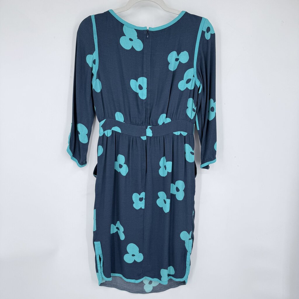 women Boden Tipped Clover Fit and Flare Teal Turquoise Dress 4