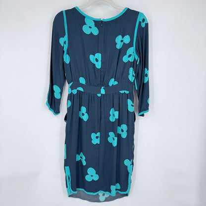 women Boden Tipped Clover Fit and Flare Teal Turquoise Dress 4