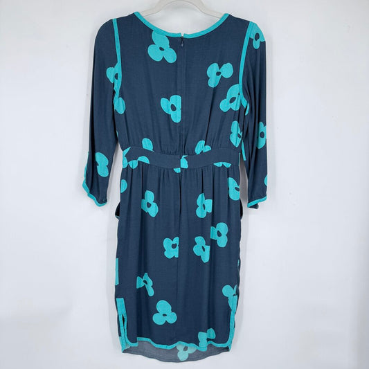 women Boden Tipped Clover Fit and Flare Teal Turquoise Dress 4