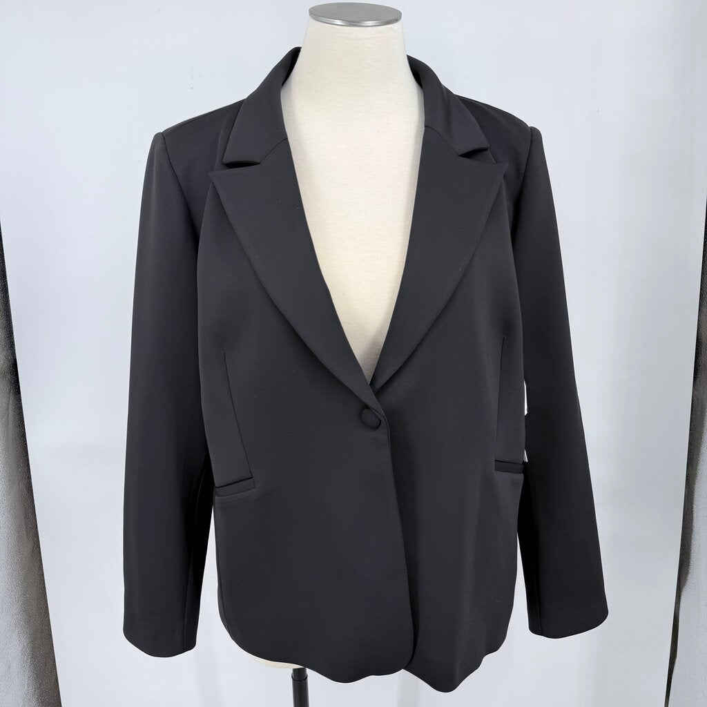 women Good American NWT Classic Sculpted Scuba Knit Blazer Black Jacket 4XL
