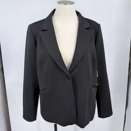 women Good American NWT Classic Sculpted Scuba Knit Blazer Black Jacket 4XL