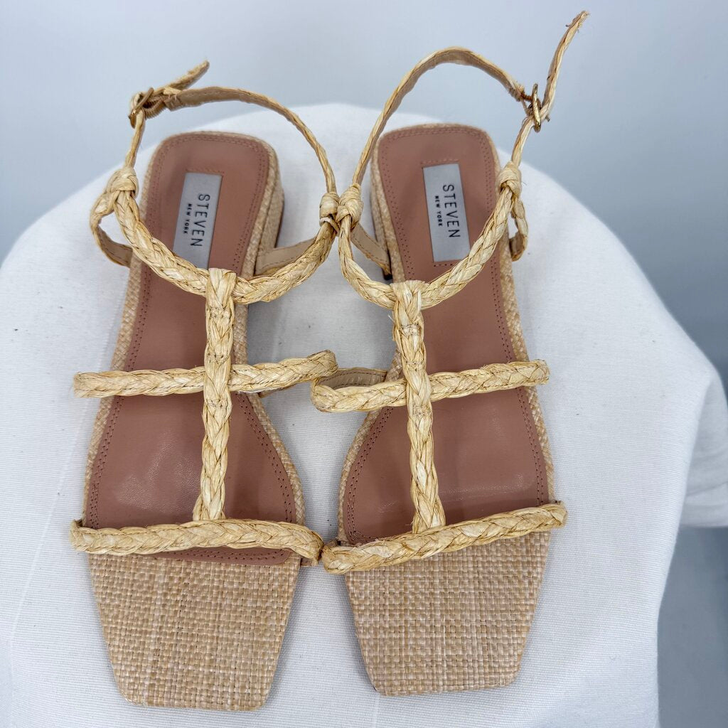women Steven New York Hapi Espadrille Caged Sandals Tan Shoes 8