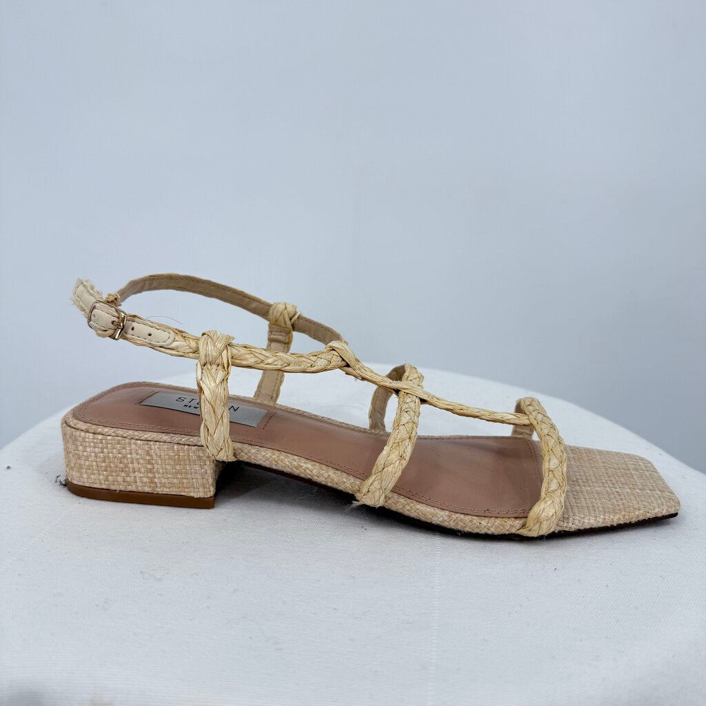 women Steven New York Hapi Espadrille Caged Sandals Tan Shoes 8