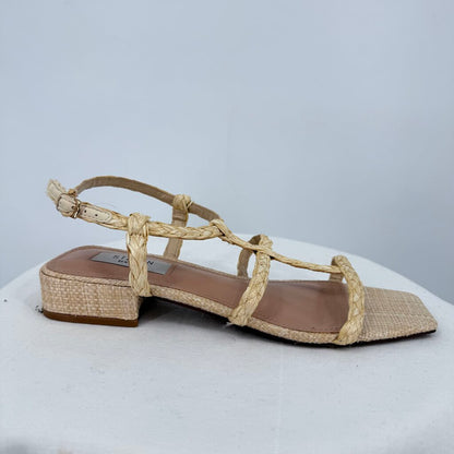 women Steven New York Hapi Espadrille Caged Sandals Tan Shoes 8