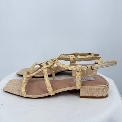 women Steven New York Hapi Espadrille Caged Sandals Tan Shoes 8