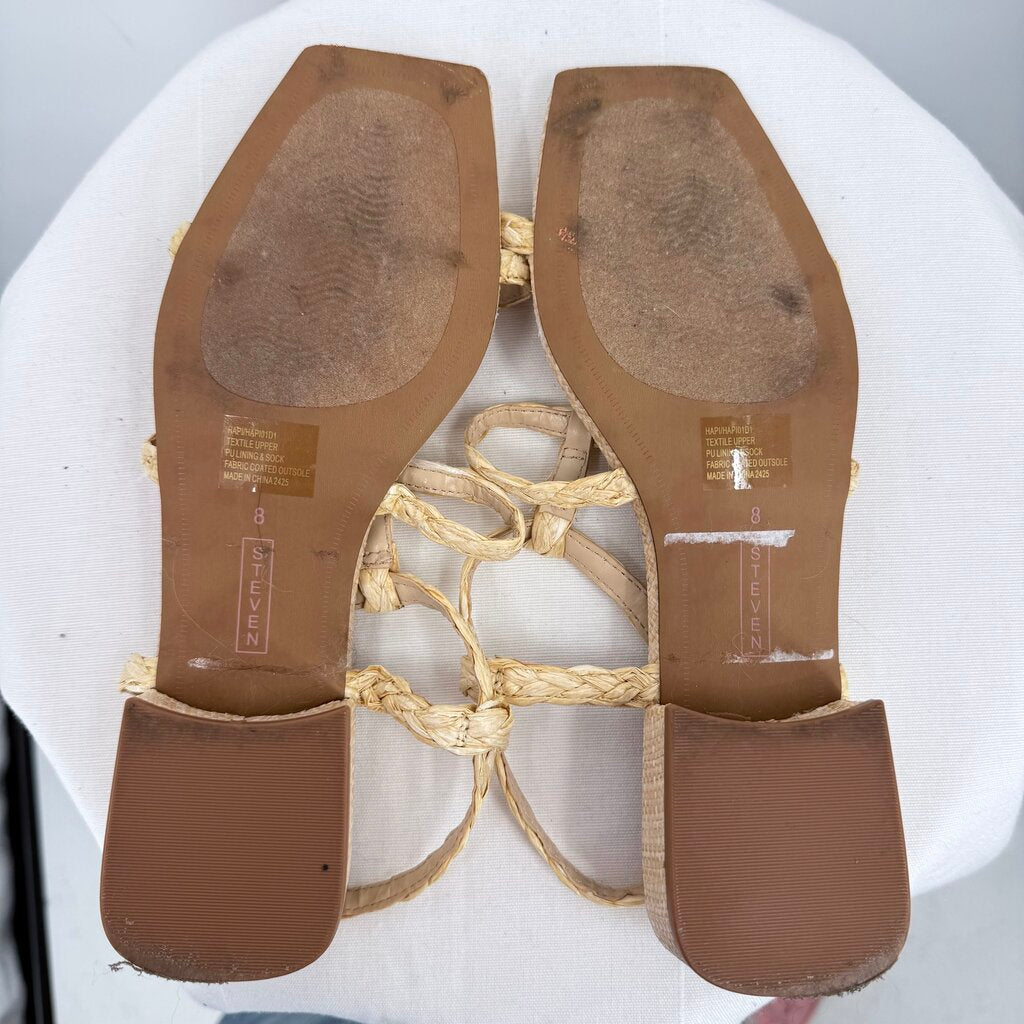 women Steven New York Hapi Espadrille Caged Sandals Tan Shoes 8
