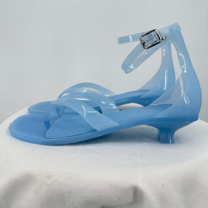 women Jeffrey Campbell NIB Gummy Thong Kitten Heel Sandals Blue Shoes 39/8