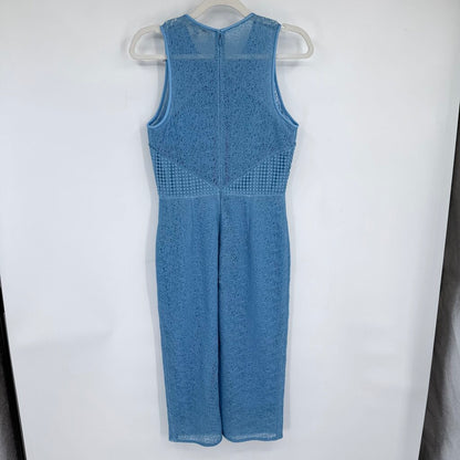 women Diane Von Furstenberg Chain & Twig Lace Sheath Sky Blue Dress 4