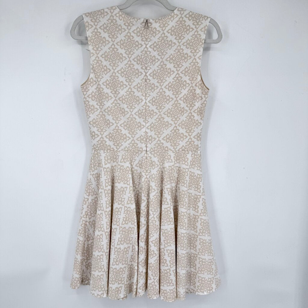 women Diane Von Furstenberg Jeannie Henna Fit & Flare Tan Cream Dress 6