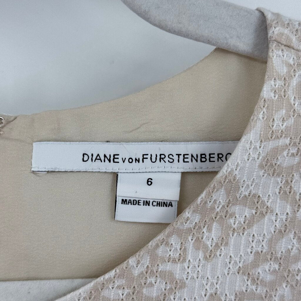 women Diane Von Furstenberg Jeannie Henna Fit & Flare Tan Cream Dress 6