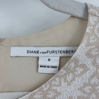 women Diane Von Furstenberg Jeannie Henna Fit & Flare Tan Cream Dress 6