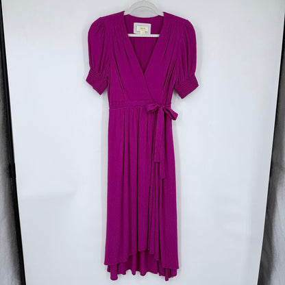 women Maeve - Anthro Breanna Wrap Midi Fuschia Dress 4