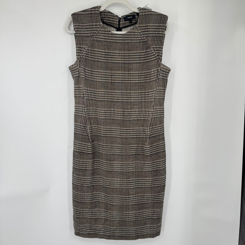 women Theory Plaid Pencil Dress Neutrals Dress 4