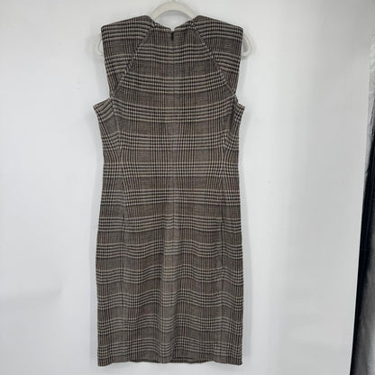 women Theory Plaid Pencil Dress Neutrals Dress 4