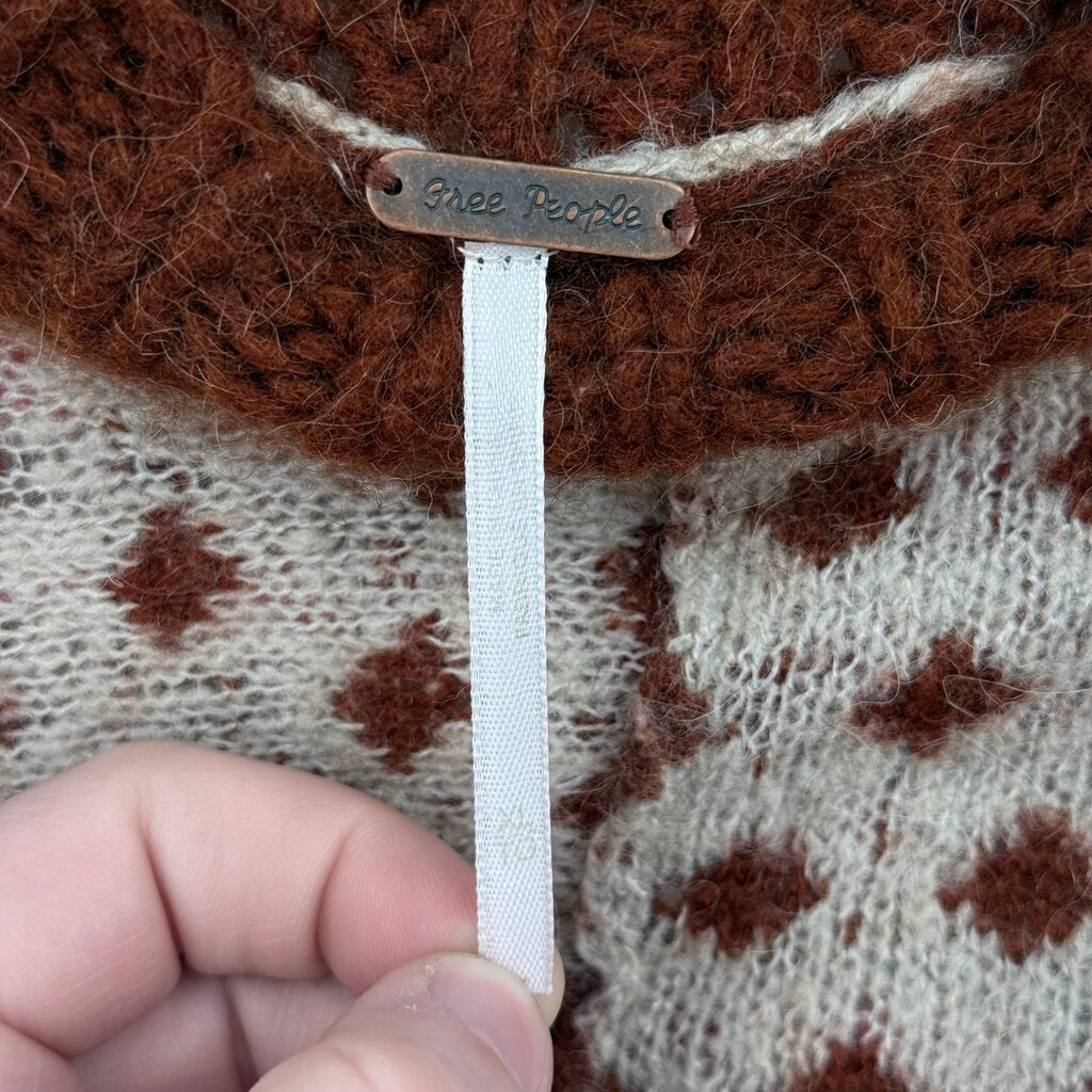 women Free People Snow Globe Pullover Brown Sweater XL