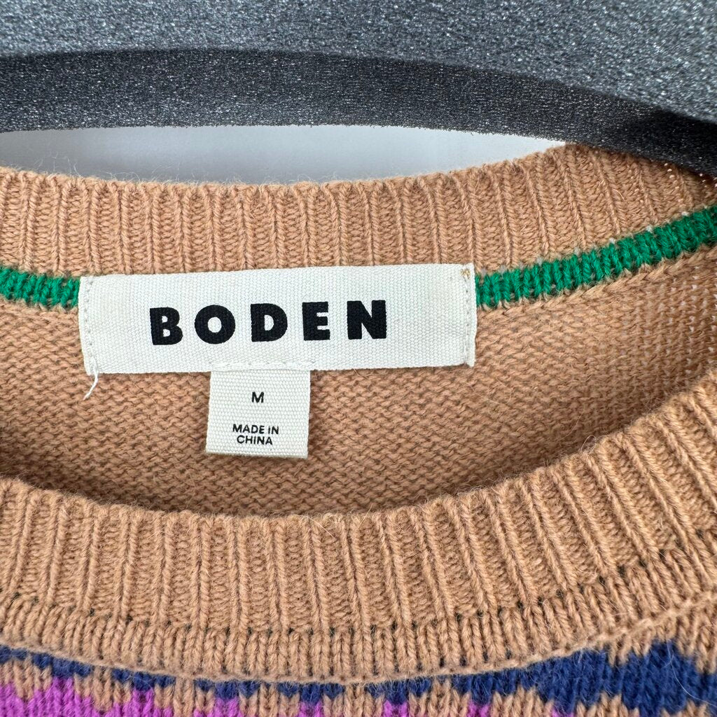 women Boden Striped Crew Tan Sweater M
