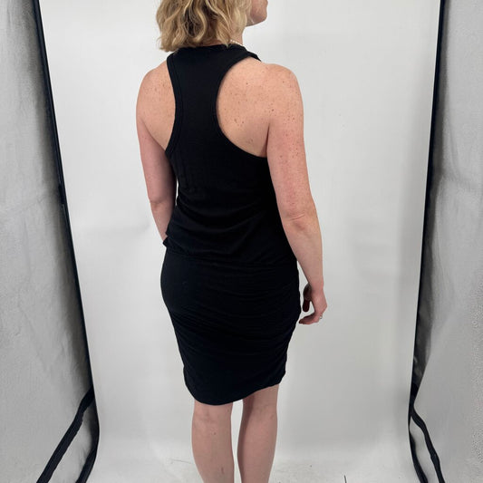 women James Perse Ruched Racerback Midi Black Dress 3/M-L