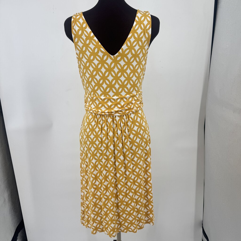 women Boden Knit Print Sleeveless Goldenrod & Cream Dress 8R
