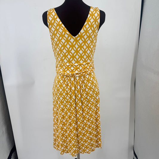 women Boden Knit Print Sleeveless Goldenrod & Cream Dress 8R