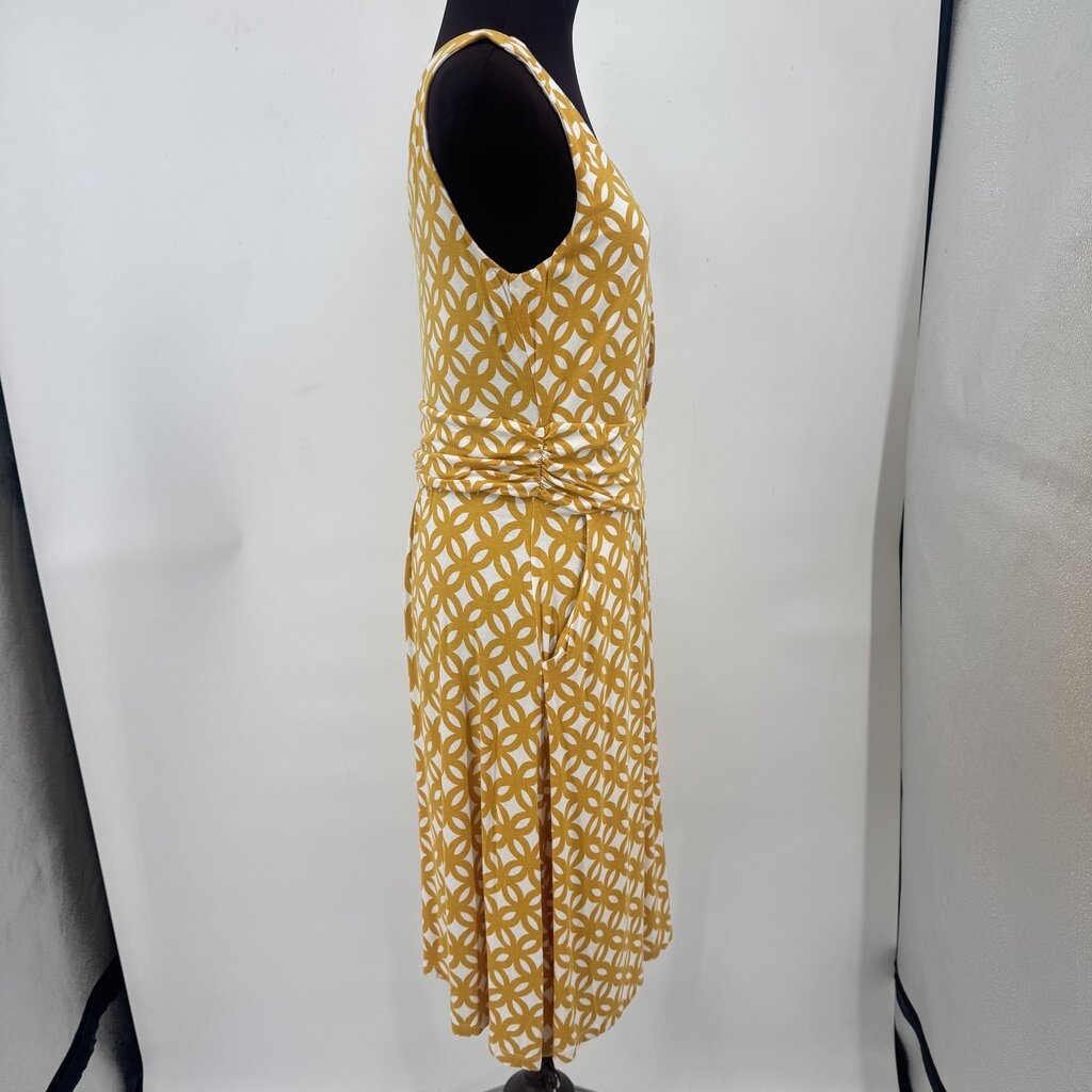 women Boden Knit Print Sleeveless Goldenrod & Cream Dress 8R