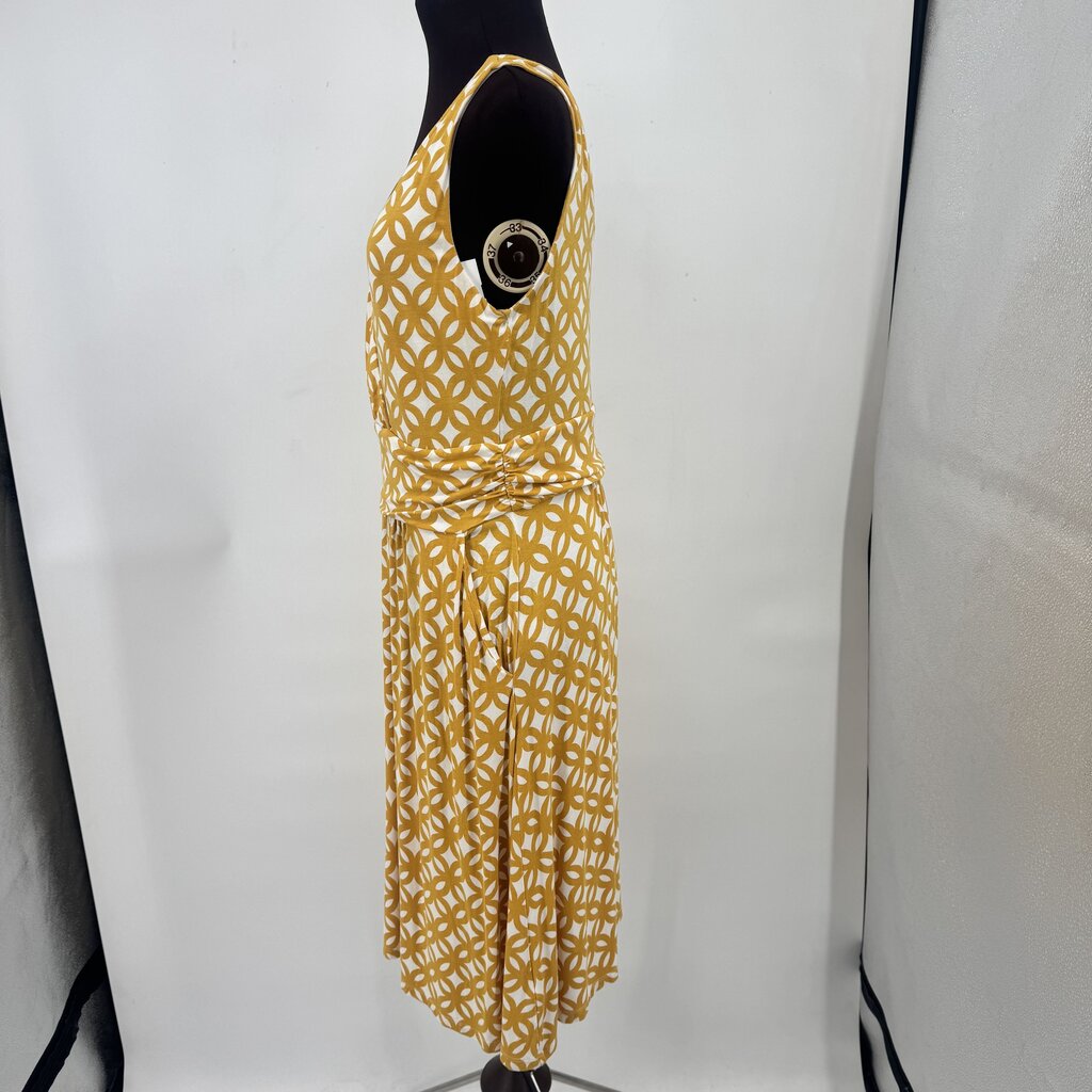 women Boden Knit Print Sleeveless Goldenrod & Cream Dress 8R