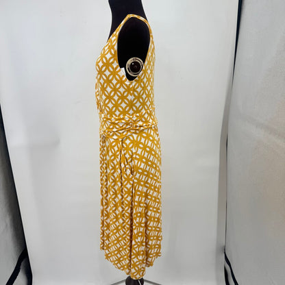 women Boden Knit Print Sleeveless Goldenrod & Cream Dress 8R