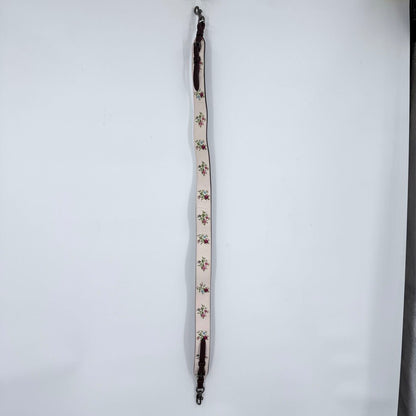 women Coach NWOT Novelty Guitar Strap Glitter Floral Cross Stitch Cream Purse