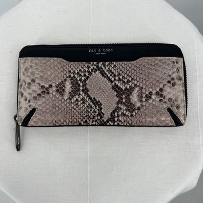 women Rag & Bone Crosby Continental Fawn Python Wallet Black & Gray Purse