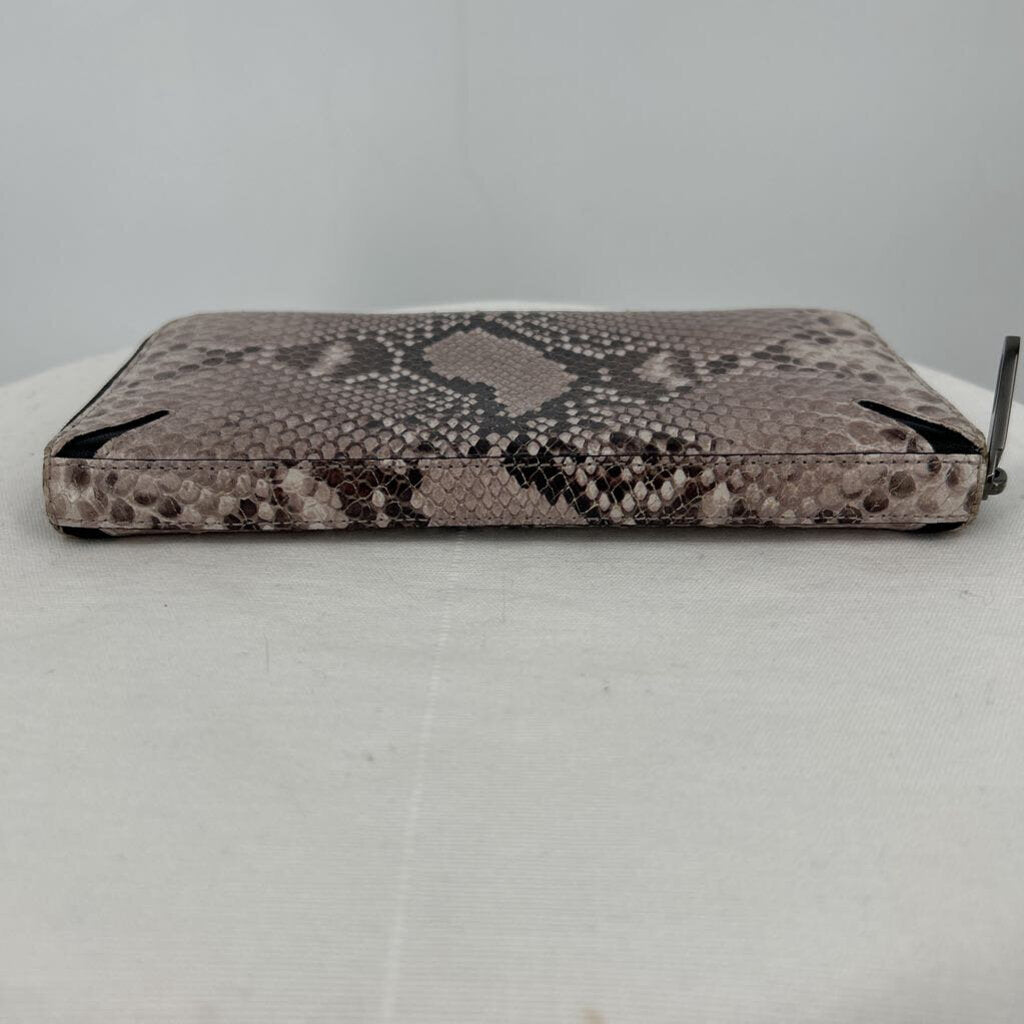 women Rag & Bone Crosby Continental Fawn Python Wallet Black & Gray Purse
