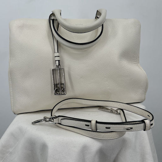 women Calvin Klein Platinum Crossbody Satchel Ivory Purse