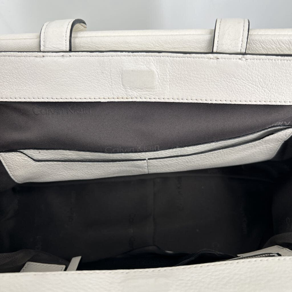 women Calvin Klein Platinum Crossbody Satchel Ivory Purse