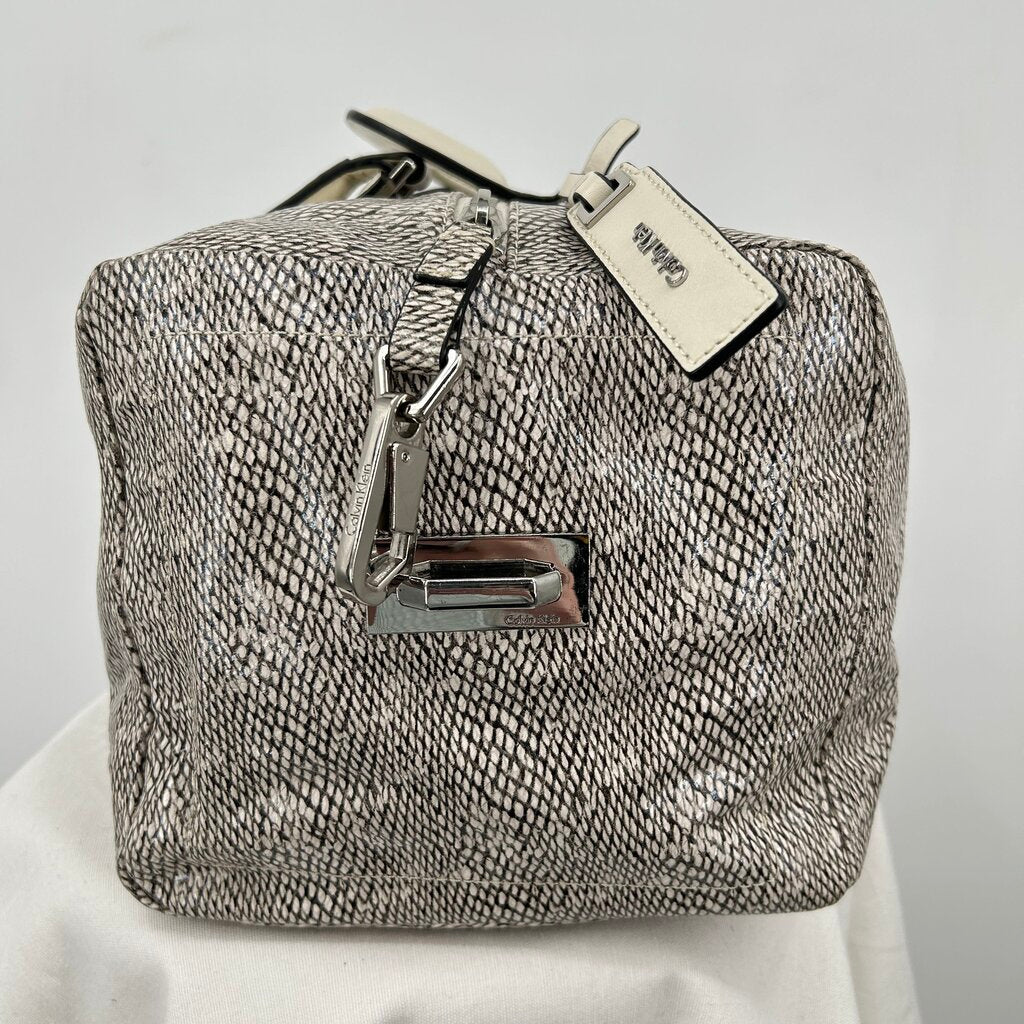 women Calvin Klein Python Duffle Cream & Gray Purse