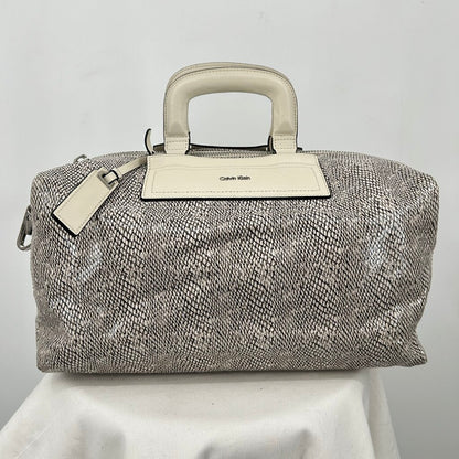 women Calvin Klein Python Duffle Cream & Gray Purse