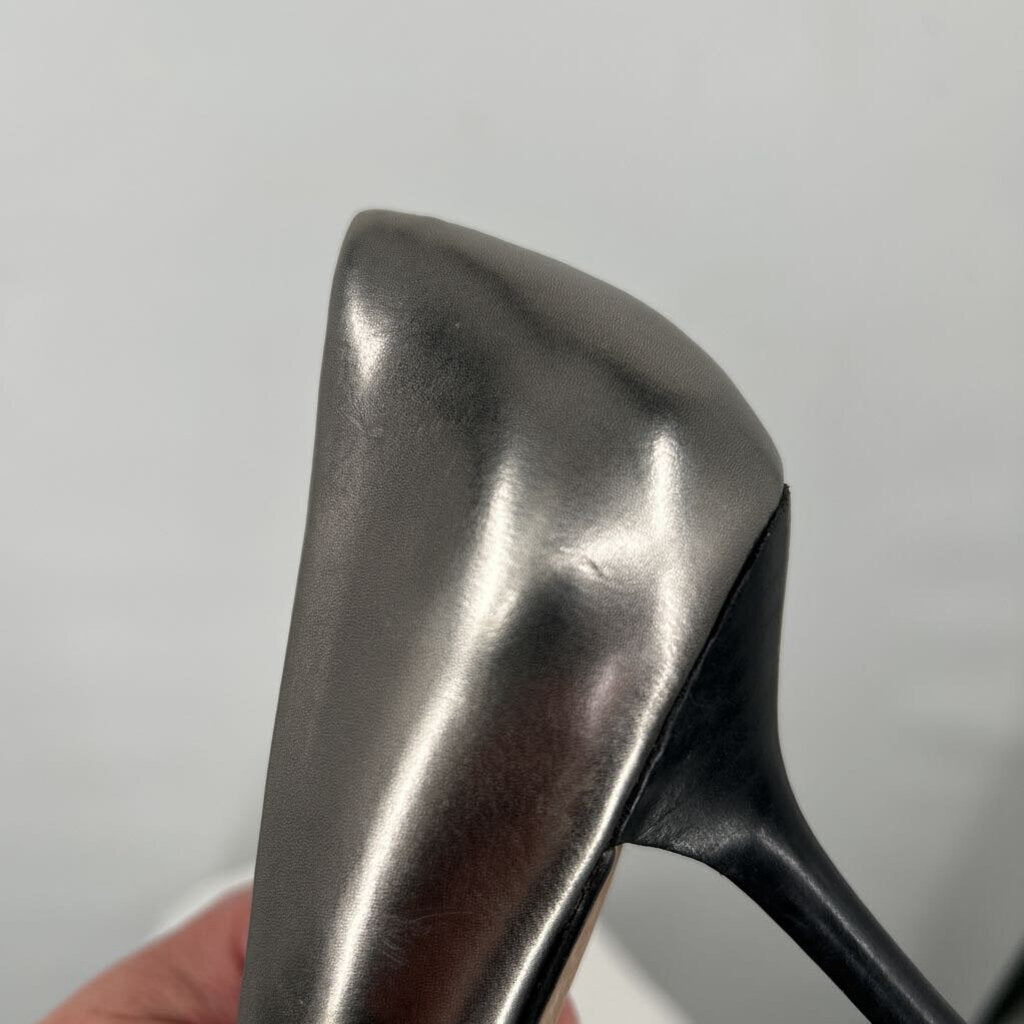 women Coach Bowery Cap Toe Pointed Pumps Pewter & Black Shoes 5