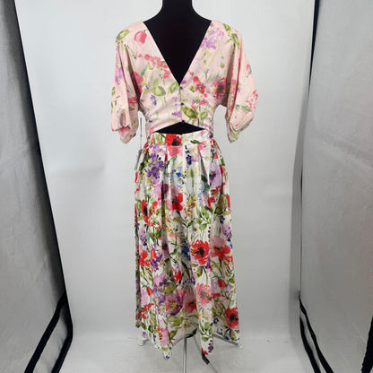 women Siena NWT MSRP $138 Drapey Cutout Floral Pink Ombre Dress 6