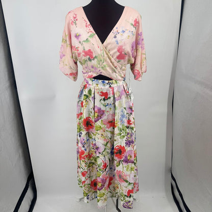 women Siena NWT MSRP $138 Drapey Cutout Floral Pink Ombre Dress 6